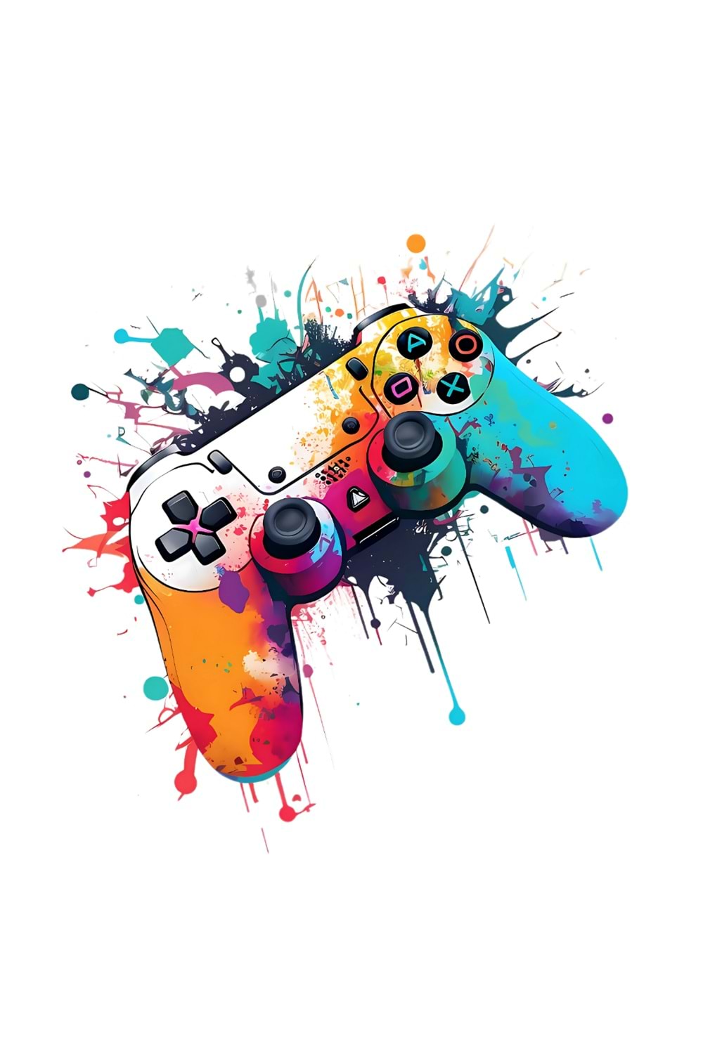 Win Ovro Premium Ultra Beyaz Porselen Kupa Bardak Çift Yönlü Baskılı - Renkli PS Oyun Kolu Desen