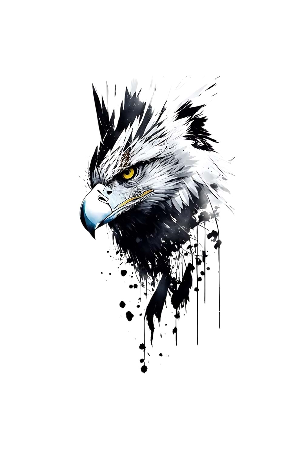 Win Ovro Premium Ultra Beyaz Porselen Kupa Bardak Çift Yönlü Baskı - Kartal Eagle Siyah Beyaz Tasarım