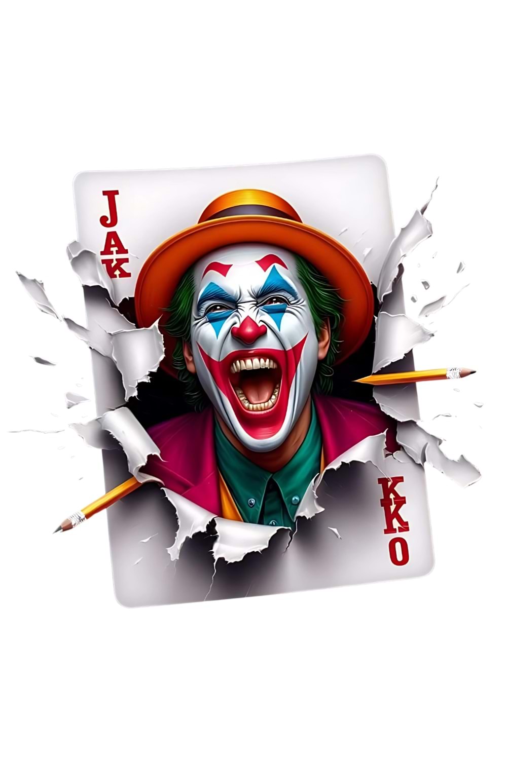 Win Ovro Premium Ultra Beyaz Porselen Kupa Bardak Çift Yönlü Baskı - 3D Joker İllüstrasyon