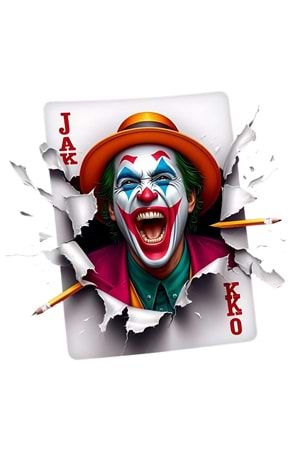 Win Ovro Premium Ultra Beyaz Porselen Kupa Bardak Çift Yönlü Baskı - 3D Joker İllüstrasyon