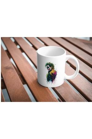 Win Ovro Premium Ultra Beyaz Porselen Kupa Bardak Çift Yönlü Baskı - Joker İllüstrasyon