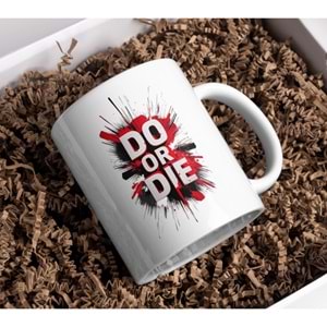 Win Ovro Premium Ultra Beyaz Porselen Kupa Bardak Çift Yönlü Baskı - Do Or Die