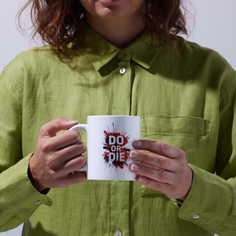 Win Ovro Premium Ultra Beyaz Porselen Kupa Bardak Çift Yönlü Baskı - Do Or Die