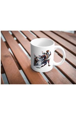 Win Ovro Premium Ultra Beyaz Porselen Kupa Bardak Çift Yönlü Baskı - İskambil Papaz K