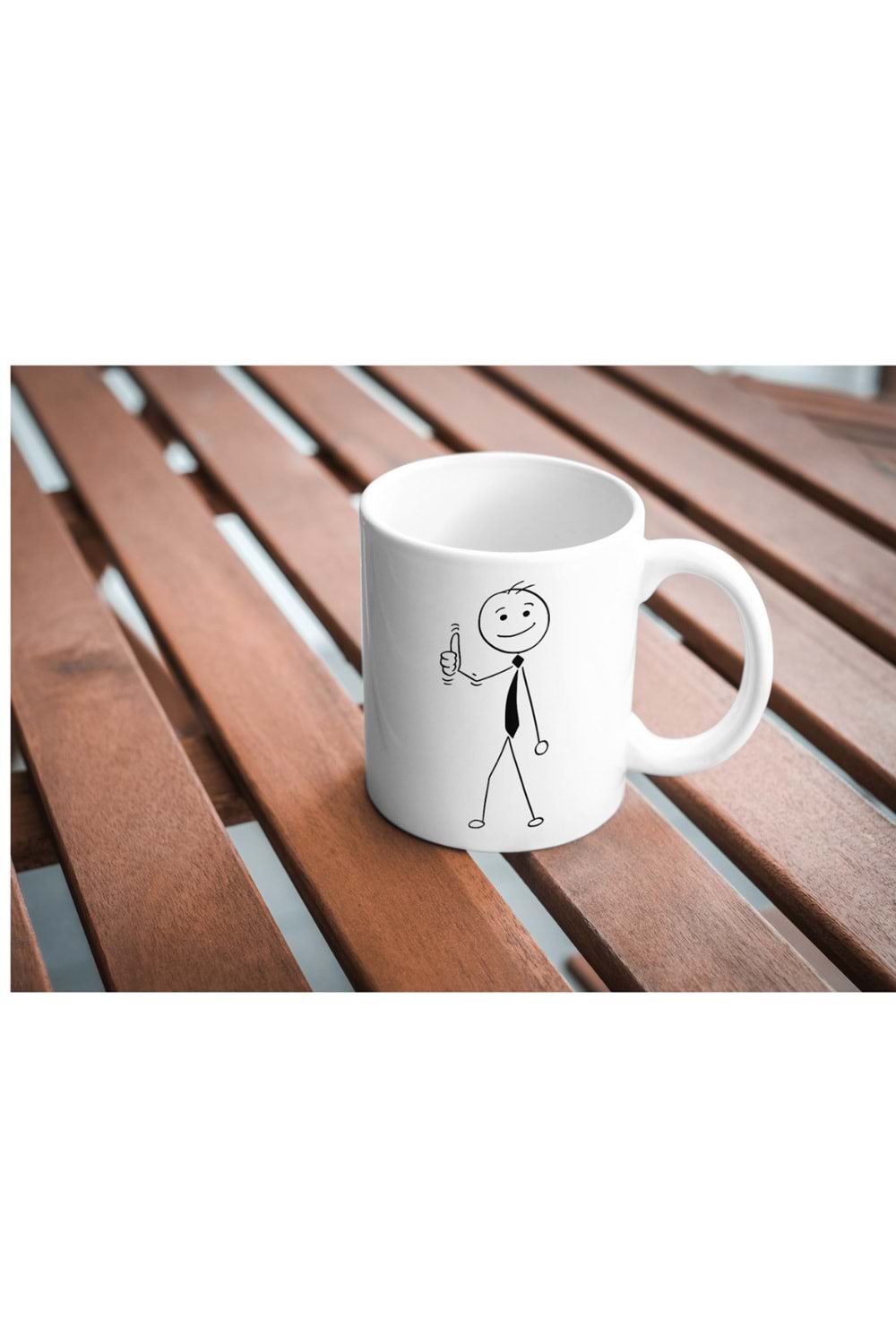 Win Ovro Premium Beyaz Porselen Hediye Kupa Bardak Çift Yönlü Baskı - Çizgiyle Anlat Çöp Adam Onay