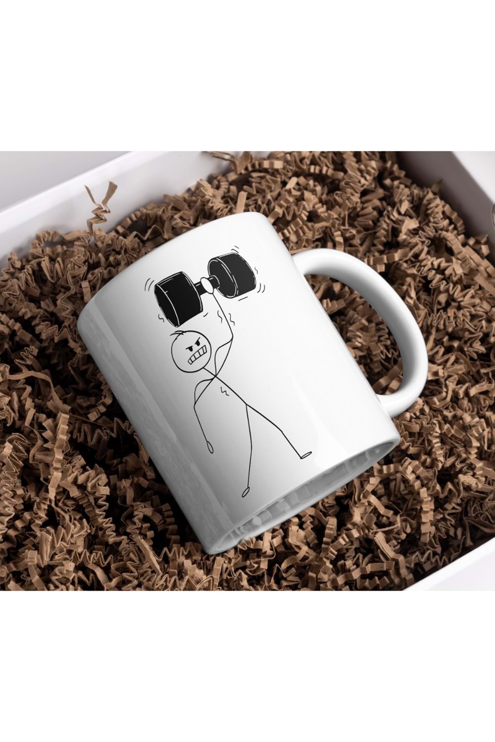 Win Ovro Premium Beyaz Porselen Hediye Kupa Bardak Çift Yönlü Baskı - Çizgiyle Anlat Çöp Adam Body