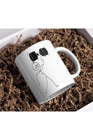 Win Ovro Premium Beyaz Porselen Hediye Kupa Bardak Çift Yönlü Baskı - Çizgiyle Anlat Çöp Adam Body