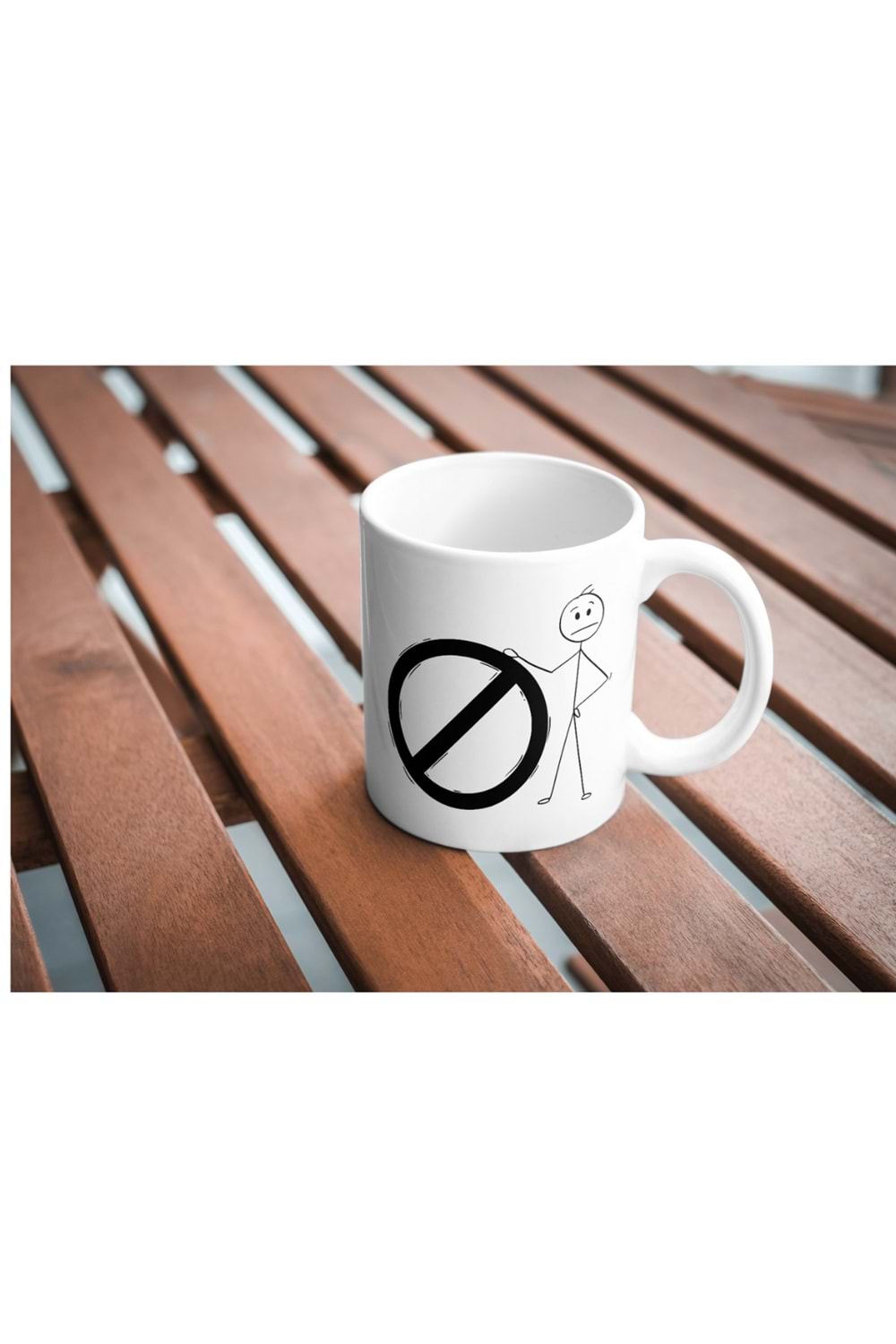 Win Ovro Premium Beyaz Porselen Hediye Kupa Bardak Çift Yönlü Baskı - Çizgiyle Anlat Çöp Adam Hayır