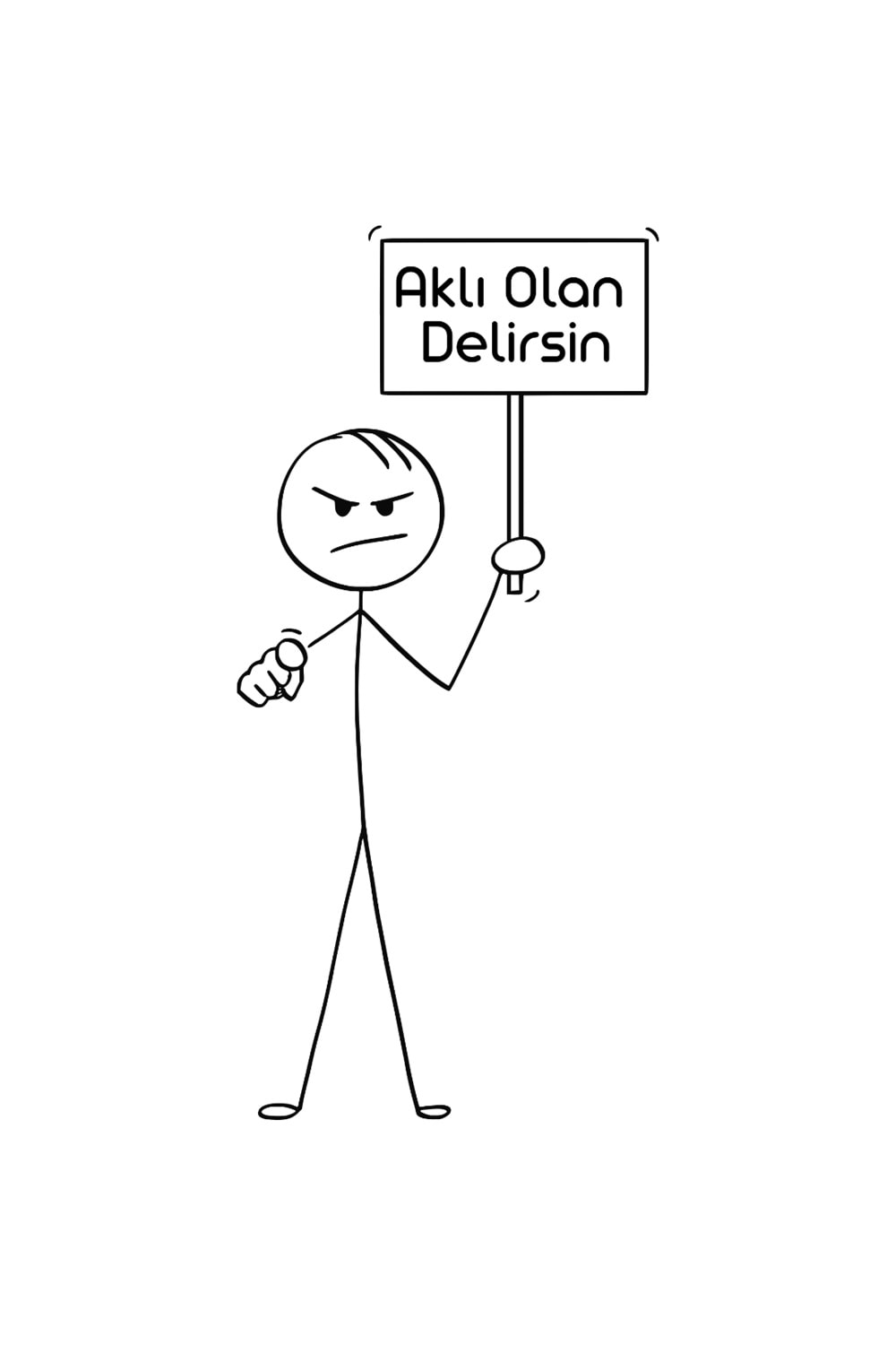 Win Ovro Premium Beyaz Porselen Hediye Kupa Bardak Çift Yön Baskı - Çizgiyle Anlat Aklı Olan Delirsin