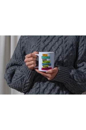 Win Ovro Premium Beyaz Porselen Hediye Kupa Bardak Çift Yön Baskı - Do More Of What Makes you