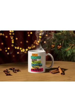 Win Ovro Premium Beyaz Porselen Hediye Kupa Bardak Çift Yön Baskı - Do More Of What Makes you