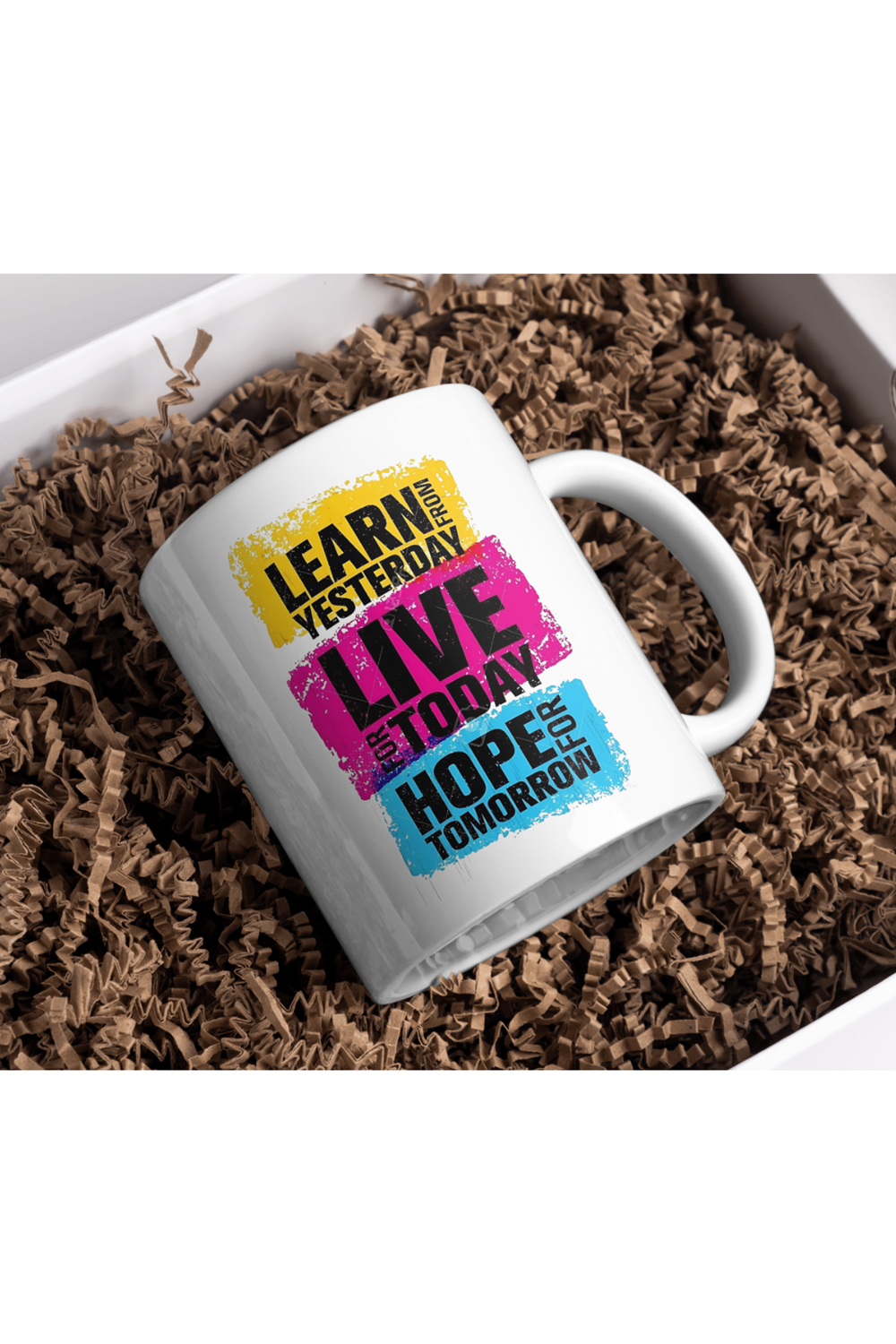 Win Ovro Premium Beyaz Porselen Hediye Kupa Bardak Çift Yön Baskı - Learn Live Hope