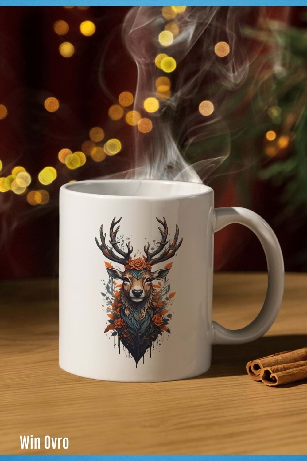 Win Ovro Premium Beyaz Porselen Hediye Kupa Bardak Çift Yön Baskı - Doğanın Asaleti