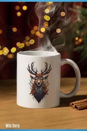 Win Ovro Premium Beyaz Porselen Hediye Kupa Bardak Çift Yön Baskı - Doğanın Asaleti