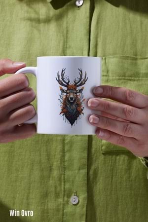 Win Ovro Premium Beyaz Porselen Hediye Kupa Bardak Çift Yön Baskı - Doğanın Asaleti