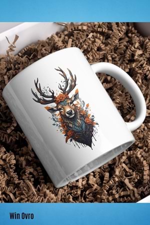 Win Ovro Premium Beyaz Porselen Hediye Kupa Bardak Çift Yön Baskı - Doğanın Asaleti