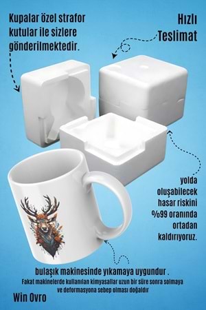 Win Ovro Premium Beyaz Porselen Hediye Kupa Bardak Çift Yön Baskı - Doğanın Asaleti
