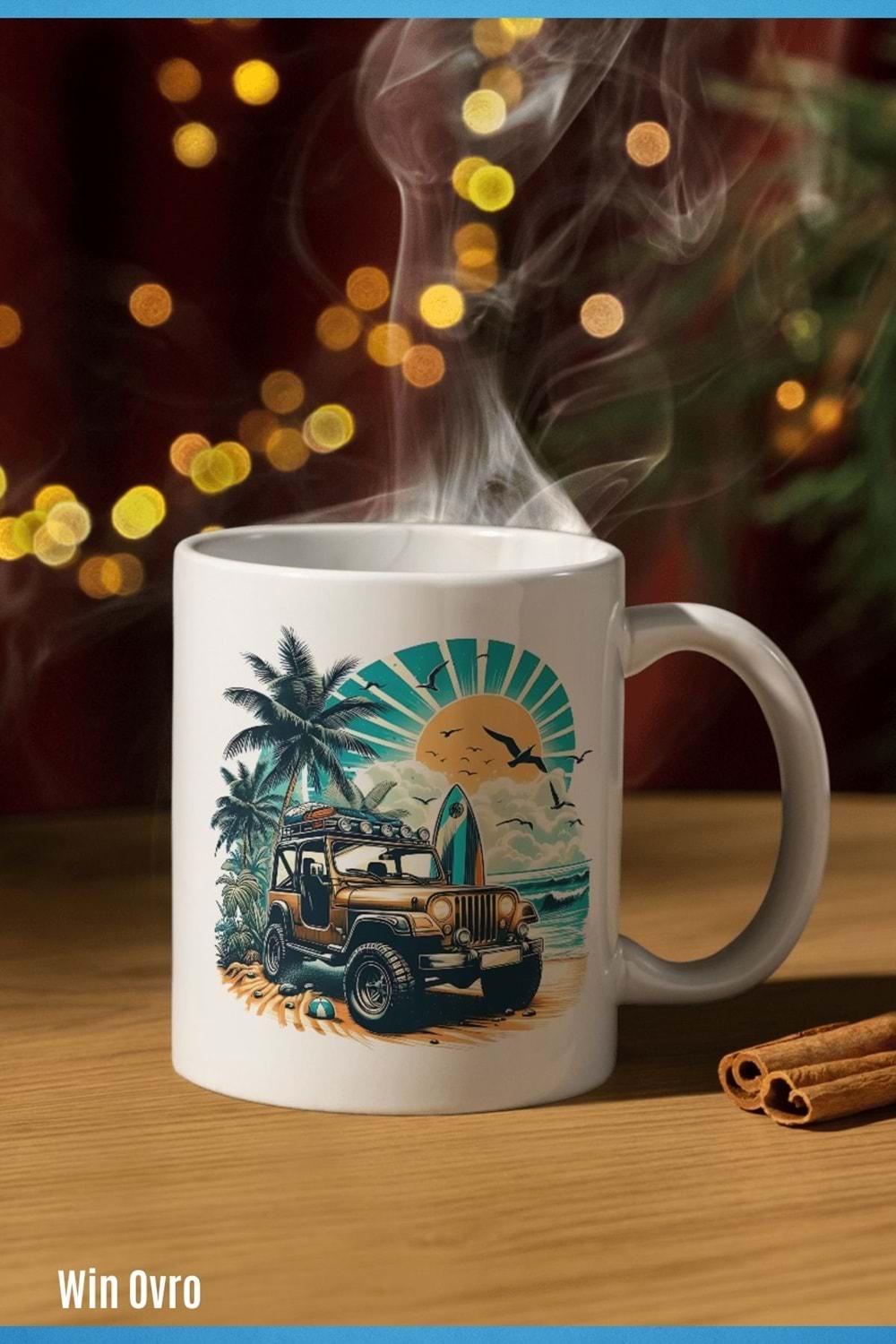 Win Ovro Premium Beyaz Porselen Hediye Kupa Bardak Çift Yön Baskı - Off Road Rüyası