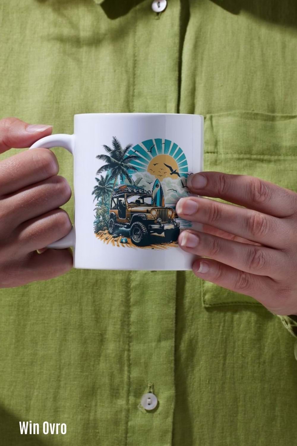 Win Ovro Premium Beyaz Porselen Hediye Kupa Bardak Çift Yön Baskı - Off Road Rüyası
