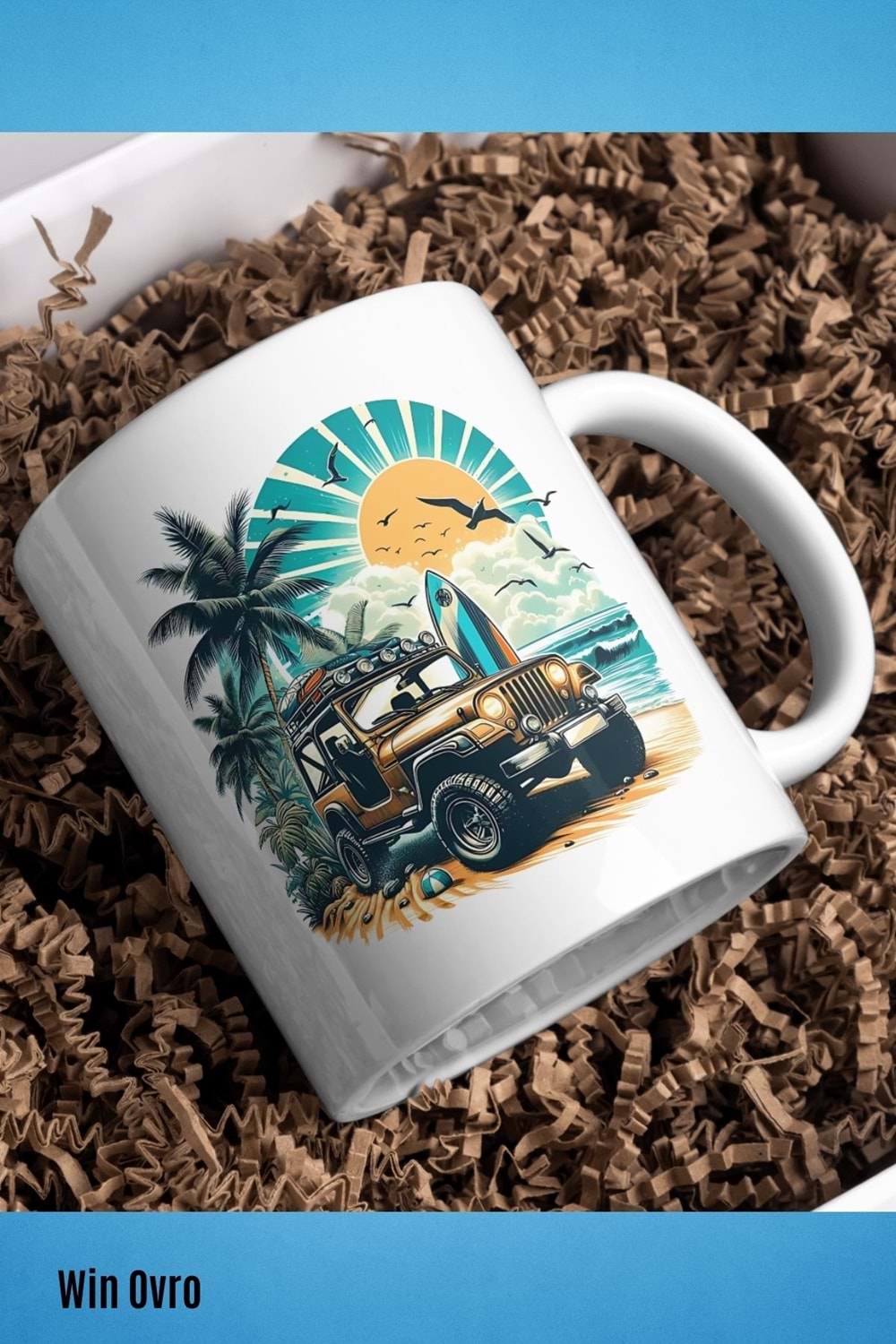 Win Ovro Premium Beyaz Porselen Hediye Kupa Bardak Çift Yön Baskı - Off Road Rüyası