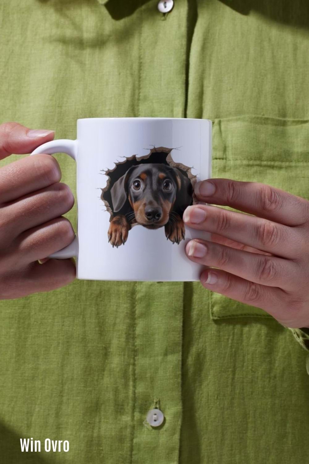 Win Ovro Premium Beyaz Porselen Hediye Kupa Bardak Çift Yön Baskı - Meraklı Pati