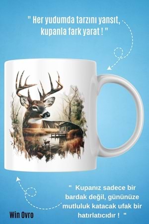 Win Ovro Premium Beyaz Porselen Hediye Kupa Bardak Çift Yön Baskı - Doğa ve Asaleti