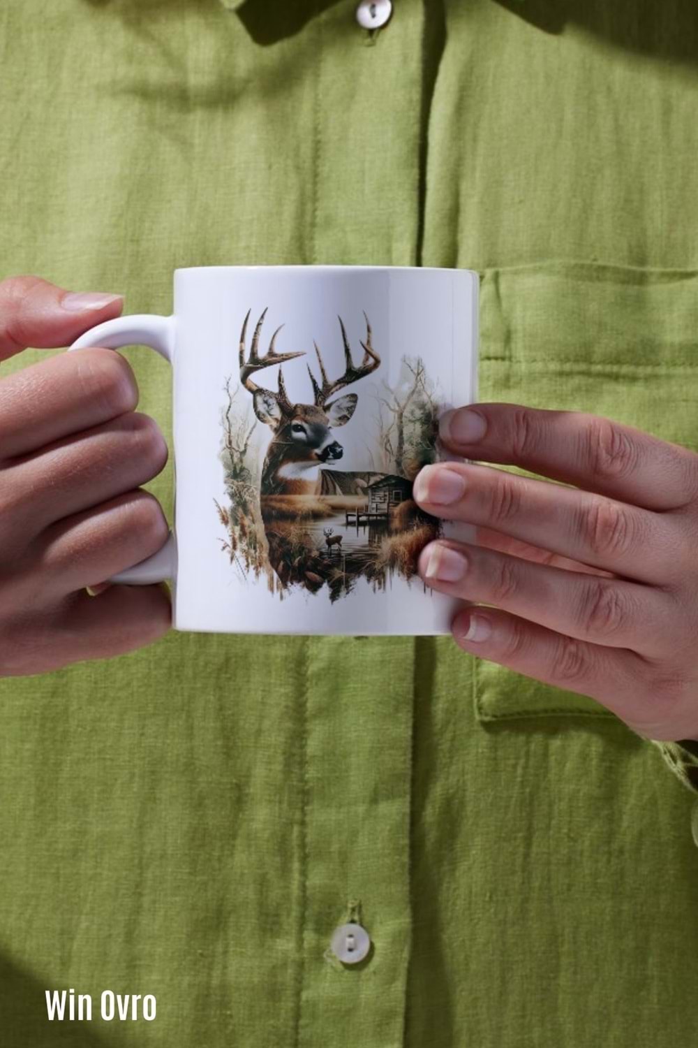 Win Ovro Premium Beyaz Porselen Hediye Kupa Bardak Çift Yön Baskı - Doğa ve Asaleti