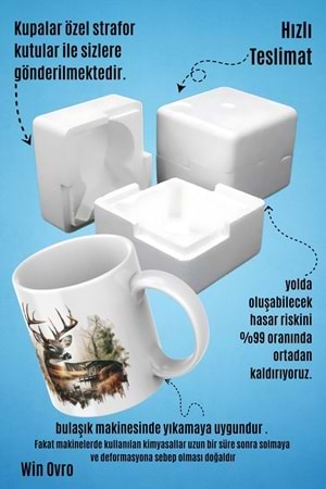 Win Ovro Premium Beyaz Porselen Hediye Kupa Bardak Çift Yön Baskı - Doğa ve Asaleti
