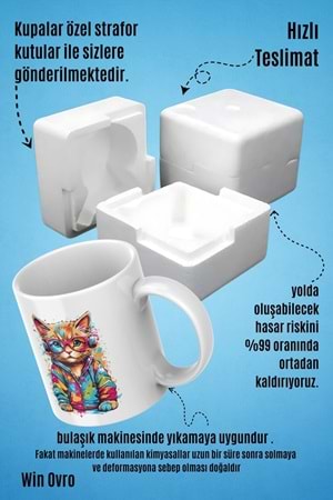 Win Ovro Premium Beyaz Porselen Hediye Kupa Bardak Çift Yön Baskı - Sound Party Pati