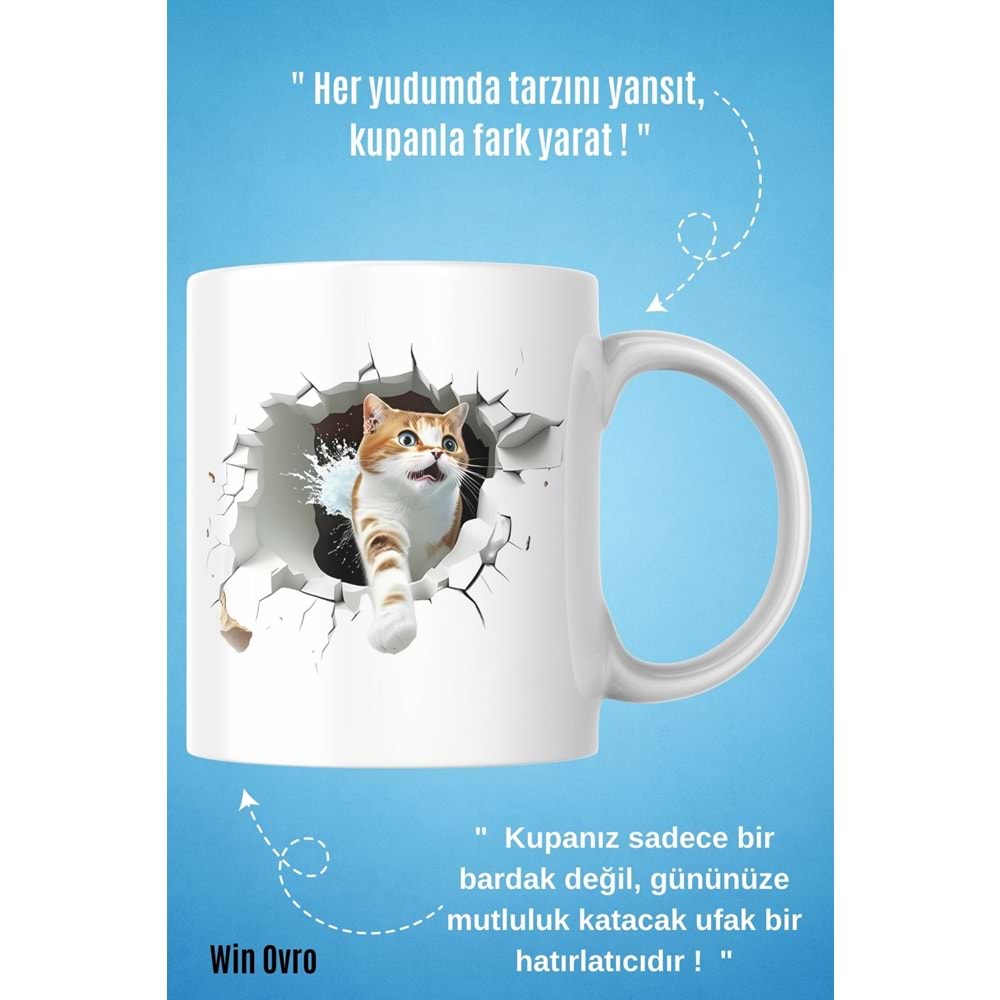 Win Ovro Premium Beyaz Porselen Hediye Kupa Bardak Çift Yön Baskı - Turşihan