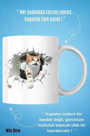 Win Ovro Premium Beyaz Porselen Hediye Kupa Bardak Çift Yön Baskı - Turşihan