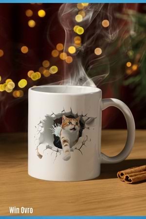 Win Ovro Premium Beyaz Porselen Hediye Kupa Bardak Çift Yön Baskı - Turşihan