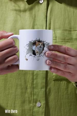 Win Ovro Premium Beyaz Porselen Hediye Kupa Bardak Çift Yön Baskı - Turşihan