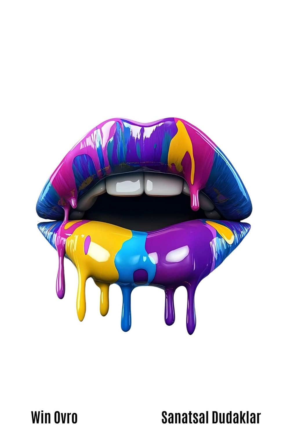 Win Ovro Premium Beyaz Porselen Hediye Kupa Bardak Çift Yön Baskı - Sanatsal Dudaklar Artistic Lips