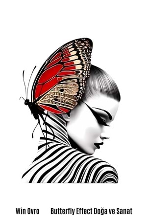 Win Ovro Premium Beyaz Porselen Hediye Kupa Bardak Çift Yön Baskı - Butterfly Effect Doğa ve Sanat