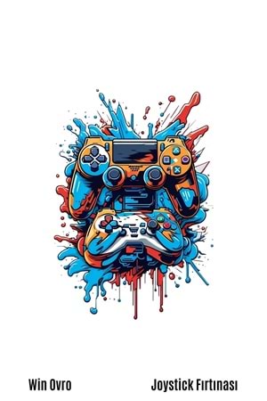 Win Ovro Premium Beyaz Porselen Hediye Kupa Bardak Çift Yön Baskı - Joystick Fırtınası PS Kol Art