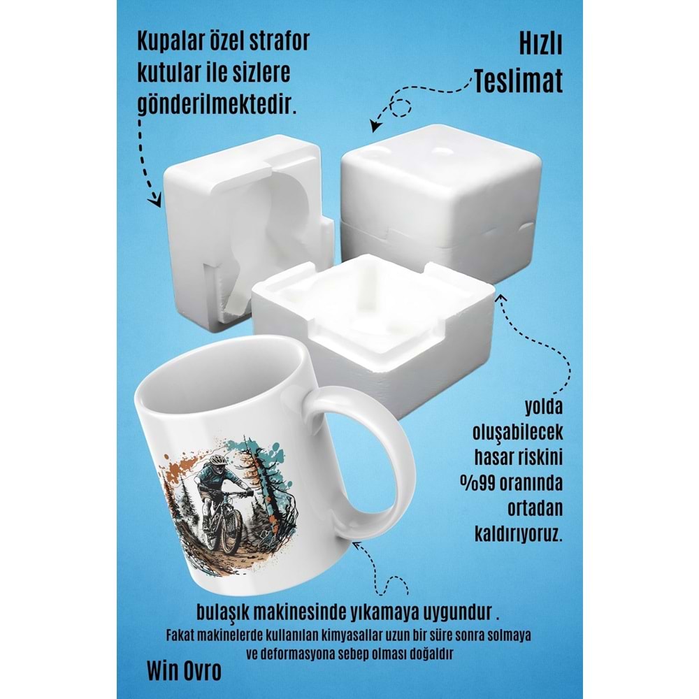 Win Ovro Premium Beyaz Porselen Hediye Kupa Bardak Çift Yön Baskı - Yolun Bittiği Yerde