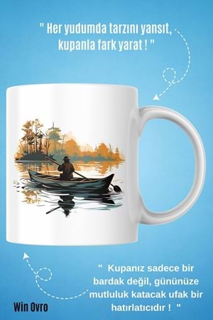 Win Ovro Premium Beyaz Porselen Hediye Kupa Bardak Çift Yön Baskı - Suyun Dengine Bir Doğa