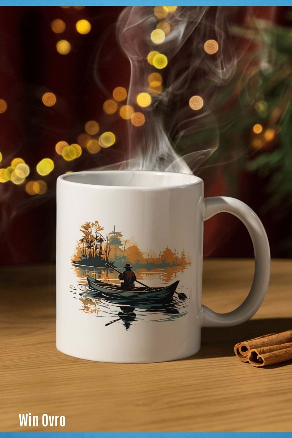 Win Ovro Premium Beyaz Porselen Hediye Kupa Bardak Çift Yön Baskı - Suyun Dengine Bir Doğa