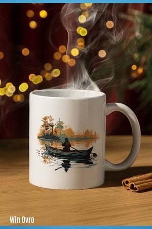 Win Ovro Premium Beyaz Porselen Hediye Kupa Bardak Çift Yön Baskı - Suyun Dengine Bir Doğa