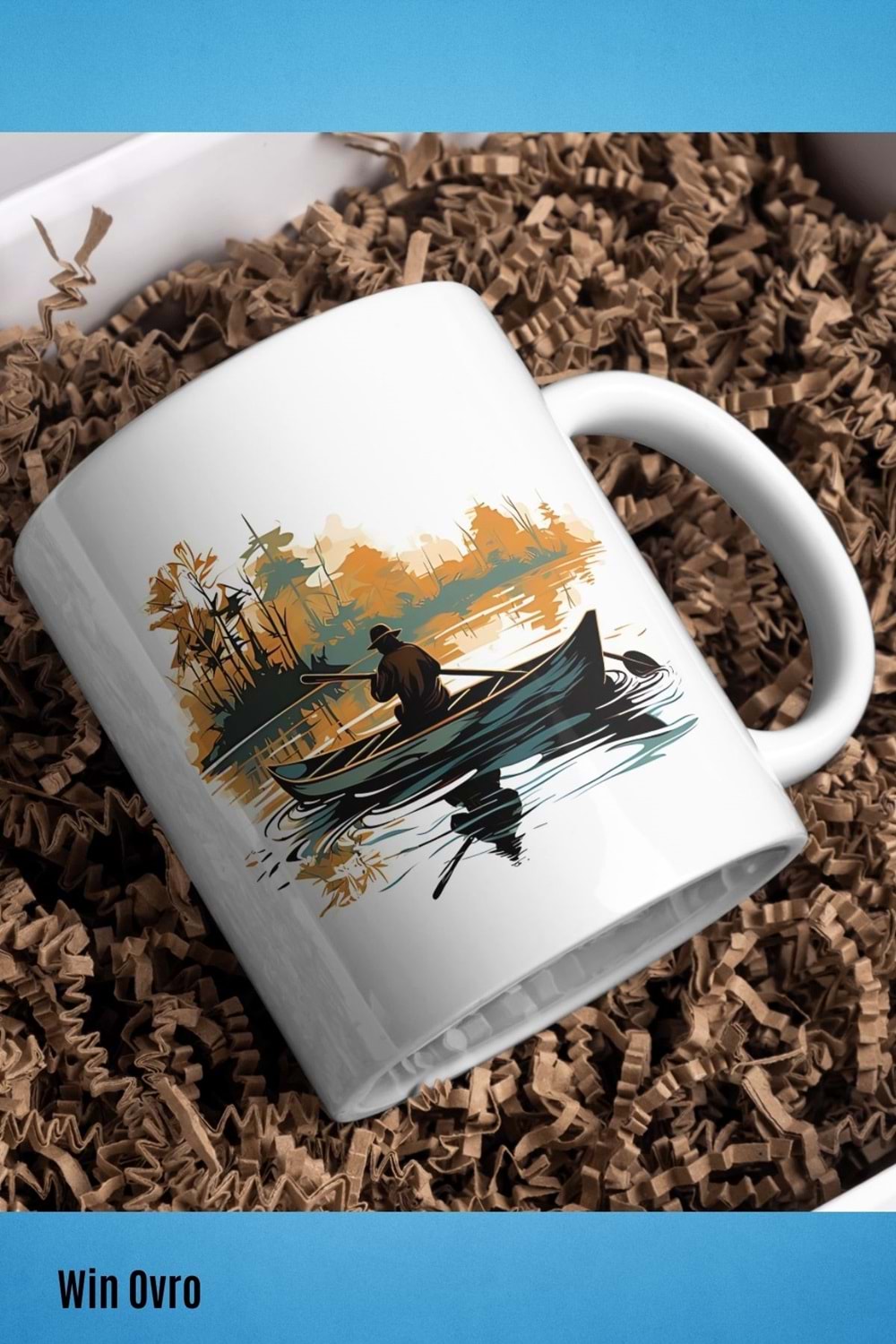 Win Ovro Premium Beyaz Porselen Hediye Kupa Bardak Çift Yön Baskı - Suyun Dengine Bir Doğa