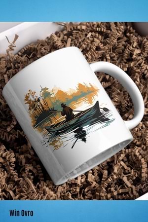 Win Ovro Premium Beyaz Porselen Hediye Kupa Bardak Çift Yön Baskı - Suyun Dengine Bir Doğa