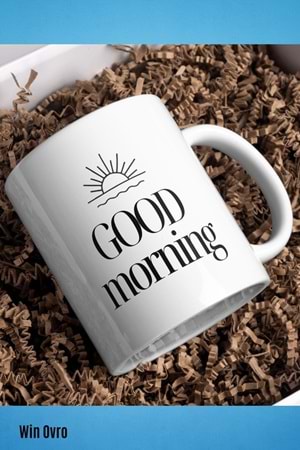 Win Ovro Premium Beyaz Porselen Hediye Kupa Bardak Çift Yön Baskı - Good Morning Sun