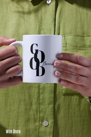 Win Ovro Premium Beyaz Porselen Hediye Kupa Bardak Çift Yön Baskı - Good Morning Style