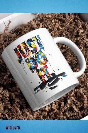 Win Ovro Premium Beyaz Porselen Hediye Kupa Bardak Çift Yön Baskı - Just Do it