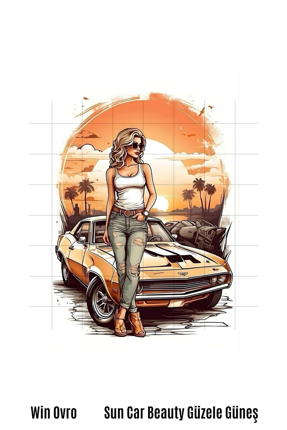 Win Ovro Premium Beyaz Porselen Hediye Kupa Bardak Çift Yön Baskı - Sun Car Beauty Güzele Güneş