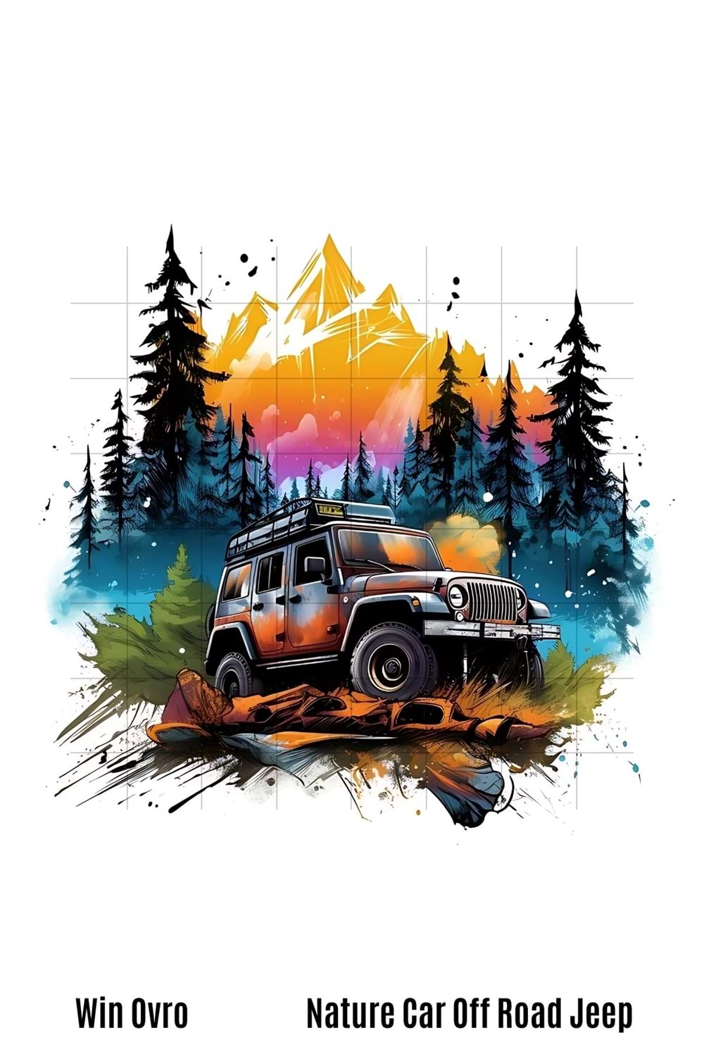 Win Ovro Premium Beyaz Porselen Hediye Kupa Bardak Çift Yön Baskı - Nature Car Off Road Jeep