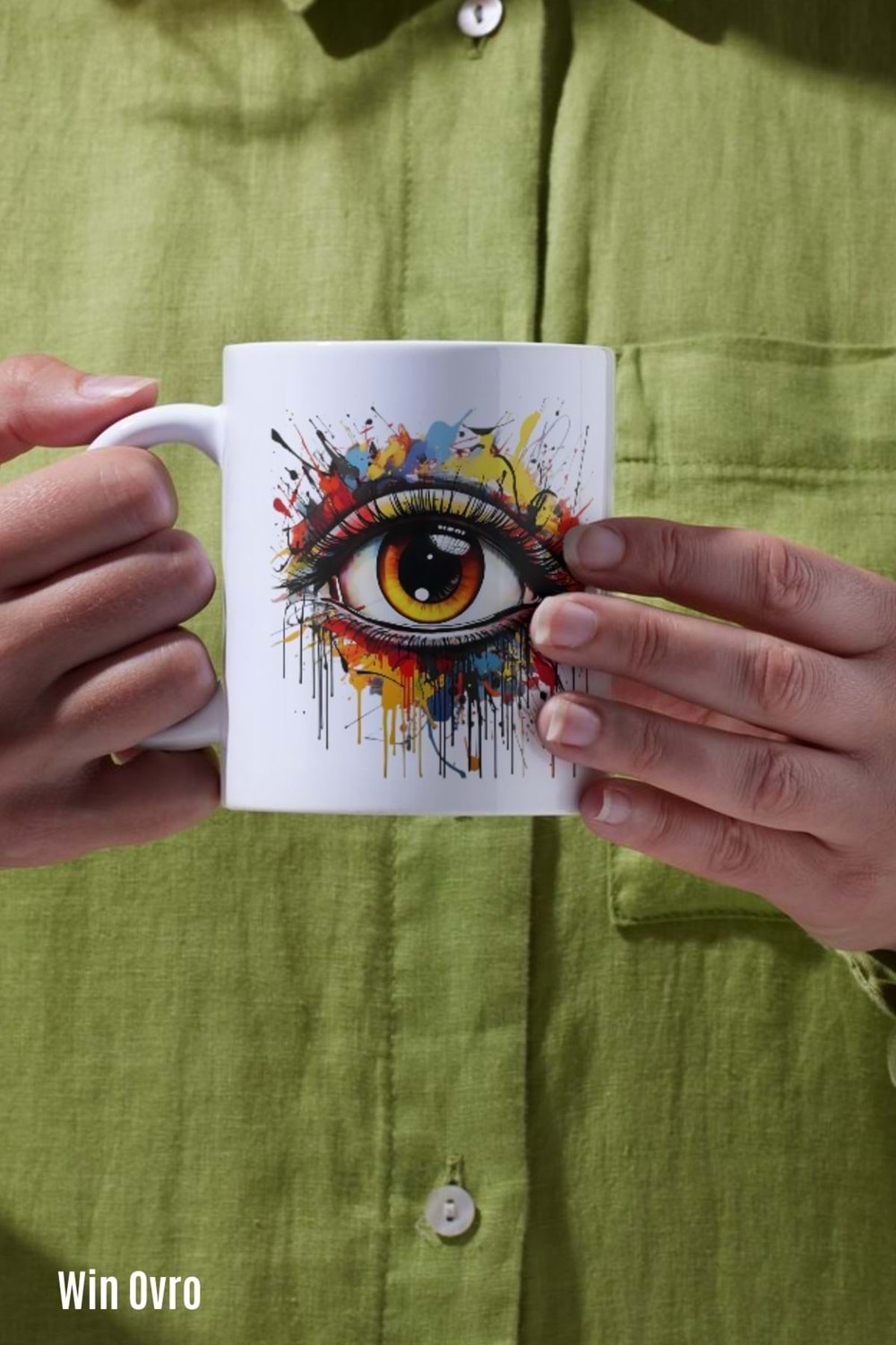 Win Ovro Premium Beyaz Porselen Hediye Kupa Bardak Çift Yön Baskı - Vision Splash Duygusal Patlama