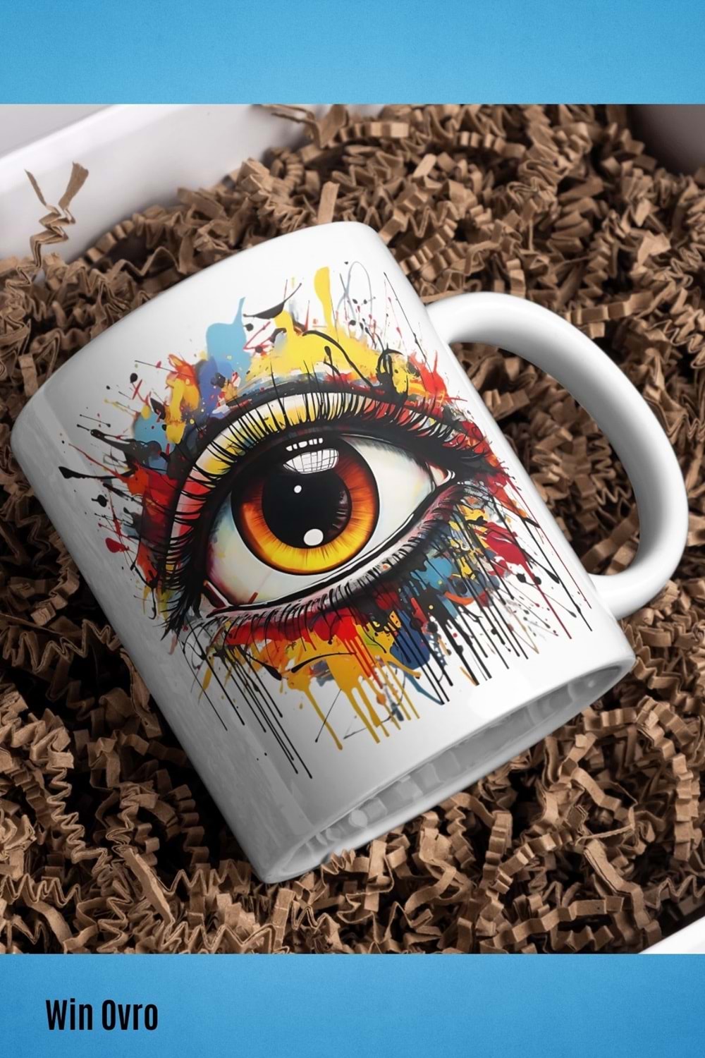 Win Ovro Premium Beyaz Porselen Hediye Kupa Bardak Çift Yön Baskı - Vision Splash Duygusal Patlama