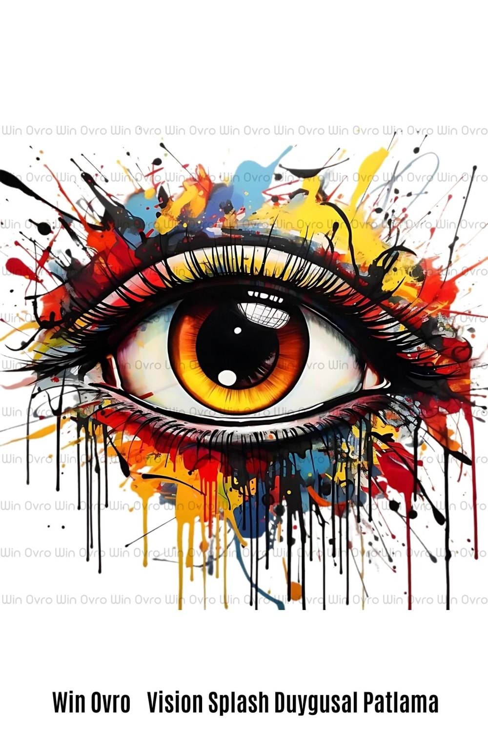 Win Ovro Premium Beyaz Porselen Hediye Kupa Bardak Çift Yön Baskı - Vision Splash Duygusal Patlama